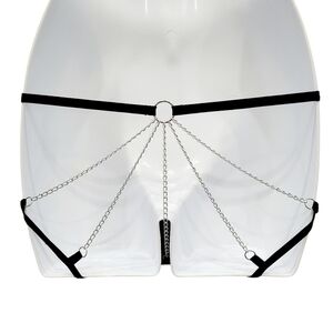 2/$20 Brand New Black Lace Silver Chain Panties Underwear Size: Large